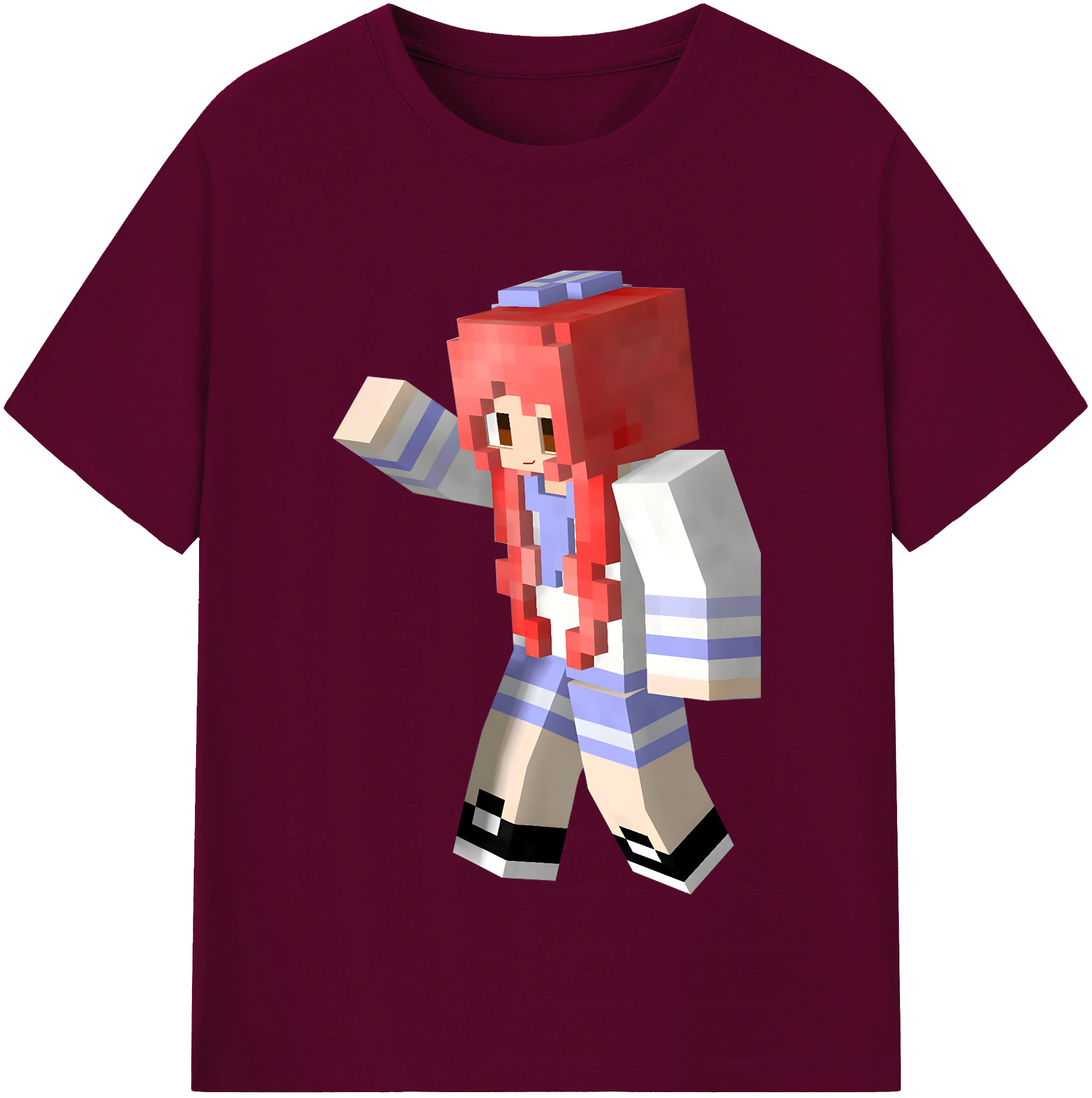 （画像用） マインクラフト ブロックの世界 Minecraft MC Block world レディースカジュアルプリントTシャツ（綿100％）